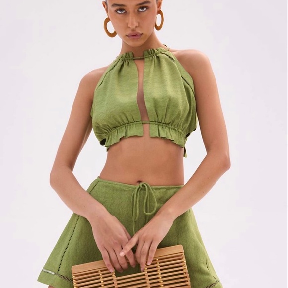 Cult Gaia Orli Top &Matching Itzel shorts in Palm green New with Tags